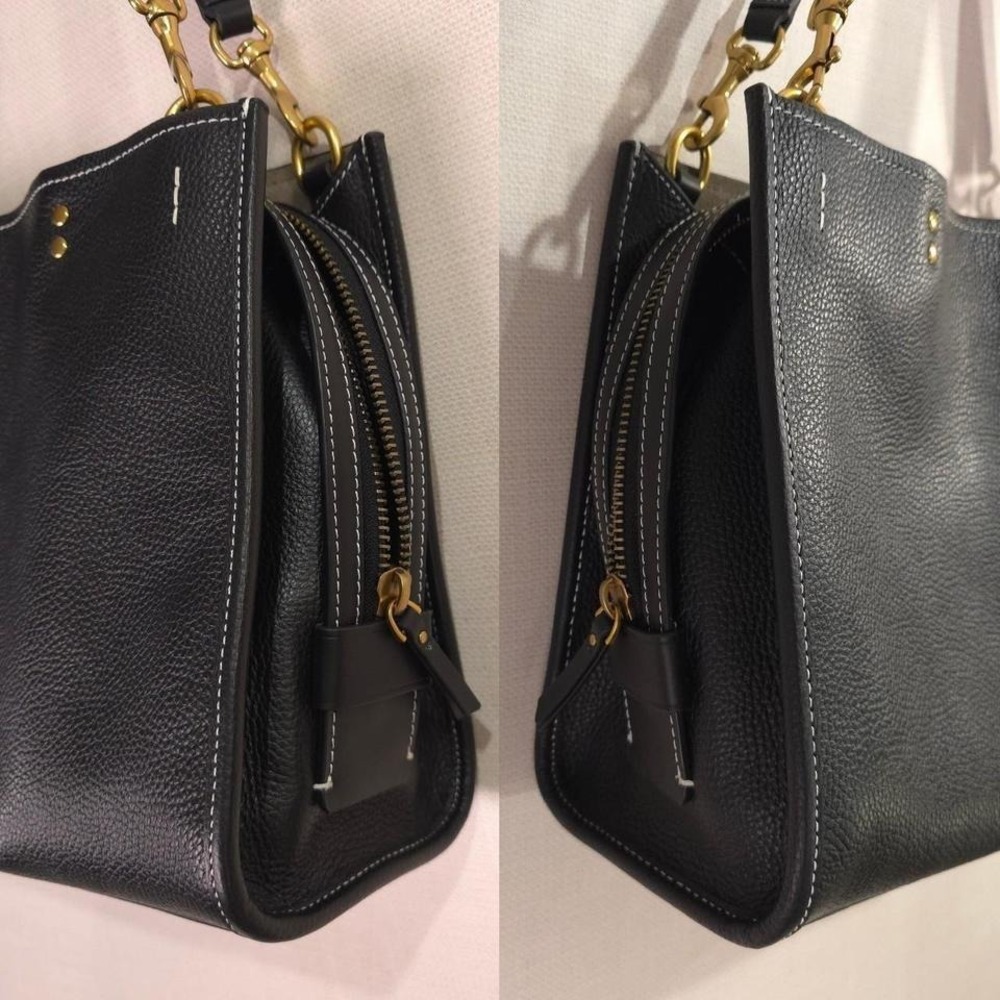 Quince Italian Leather Medium Convertible Satchel - Black - Picture 3 of 8